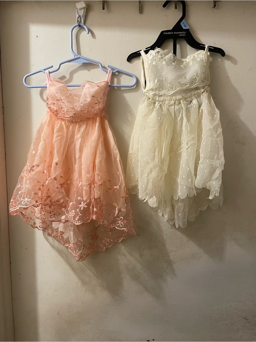 Girls Blush Pink Special Occasion Dress Floral High Low Hem Lot of 2